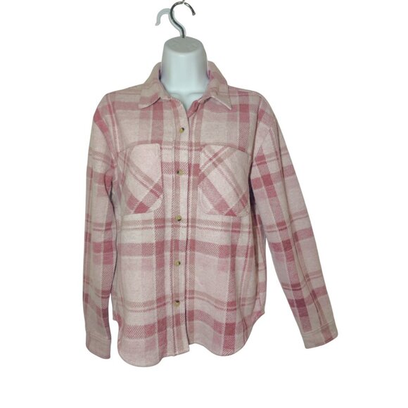 Beach Lunch Lounge Tobey Pink Plaid Flannel Shacket Buttoned Shirt Pockets XS Nw - Picture 1 of 7